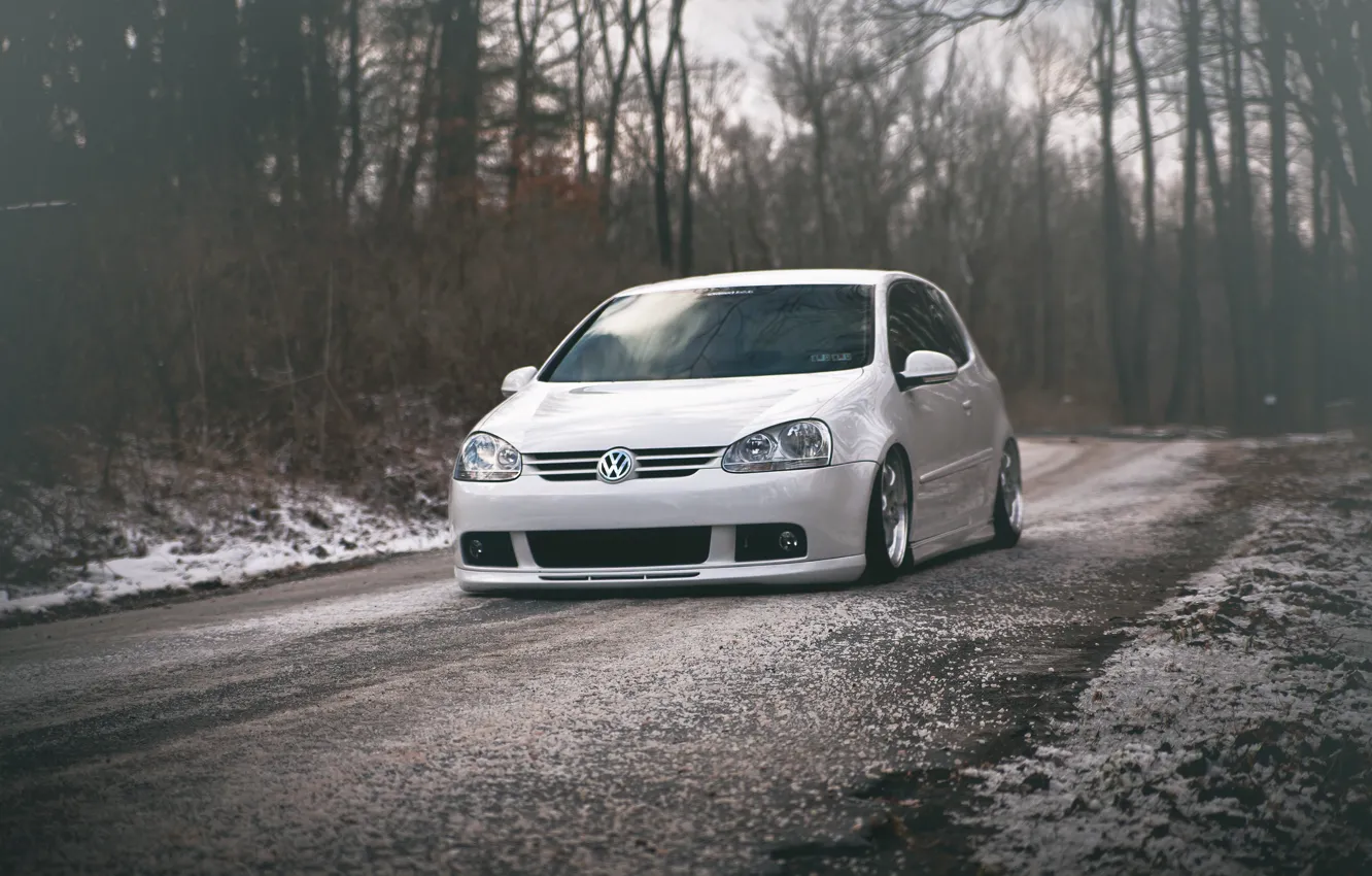 Photo wallpaper winter, white, tuning, volkswagen, white, Golf, golf, gti