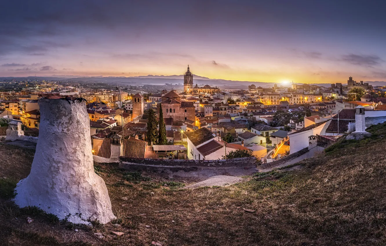 Photo wallpaper Andalusia, Guadix, Granada, Dawns in Guadix, Cathedral of Guadix, Mirador de la Magdalena