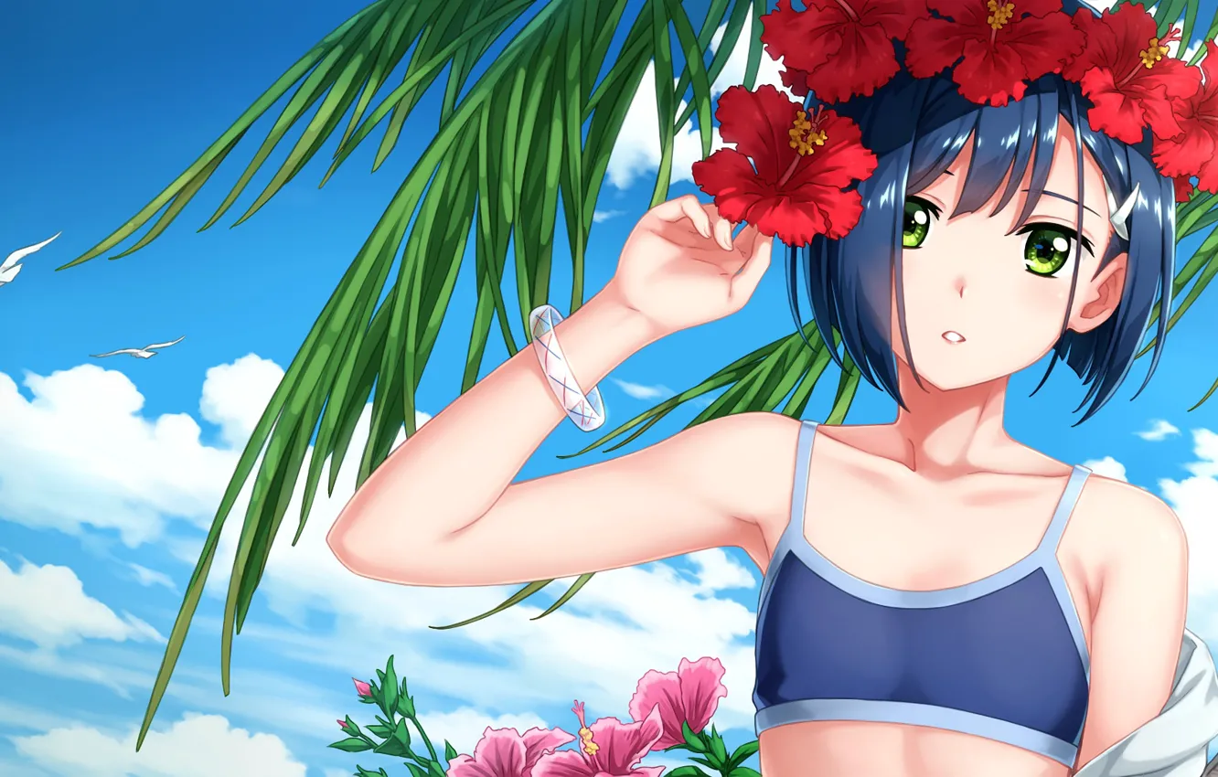 Photo wallpaper girl, flowers, anime, art, Darling In The Frankxx, Cute in France