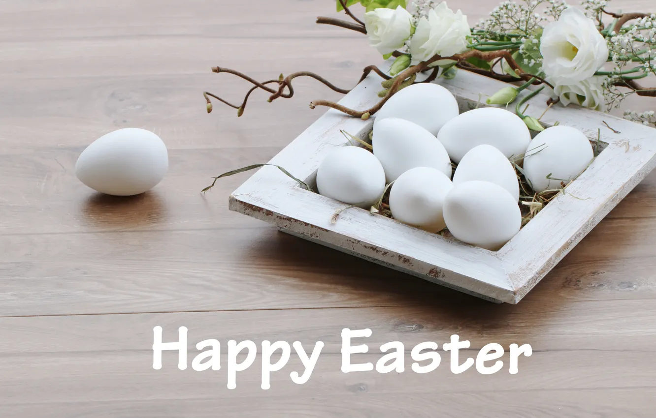 Photo wallpaper flowers, Easter, flowers, spring, Easter, eggs, holiday, decoration