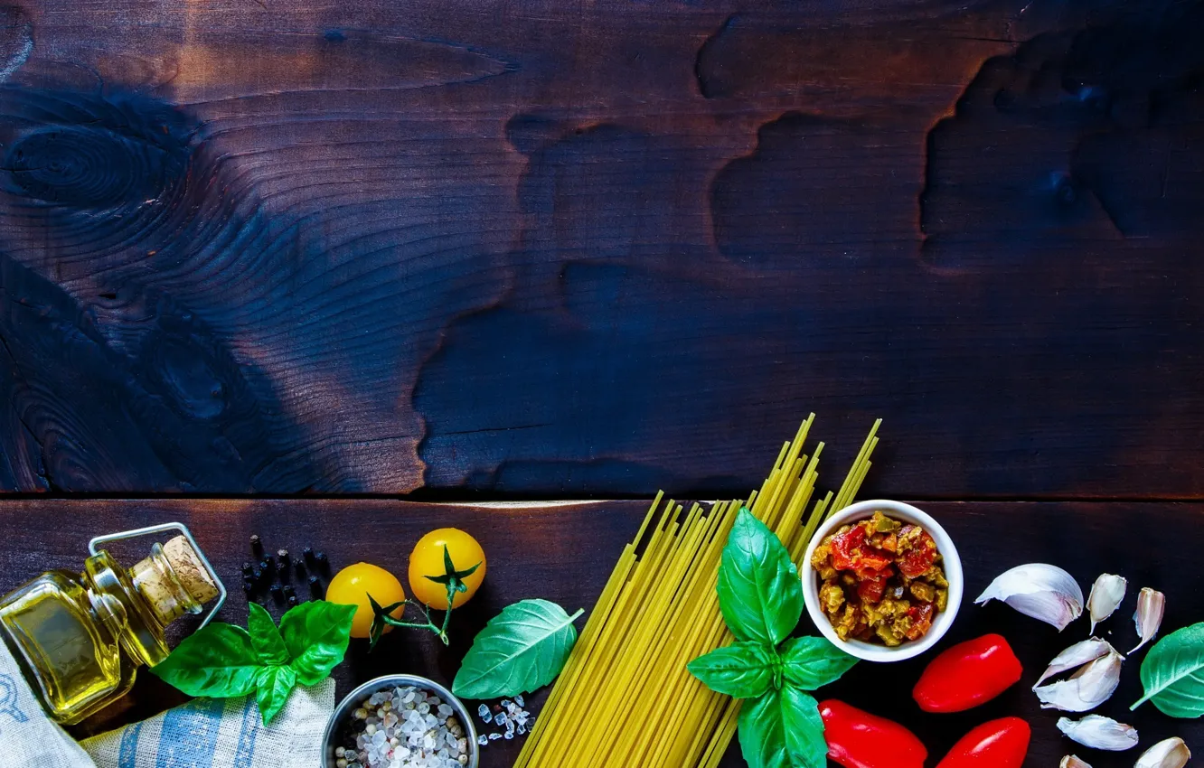 Photo wallpaper food, vegetables, pasta, pasta, pripravy, ingredients