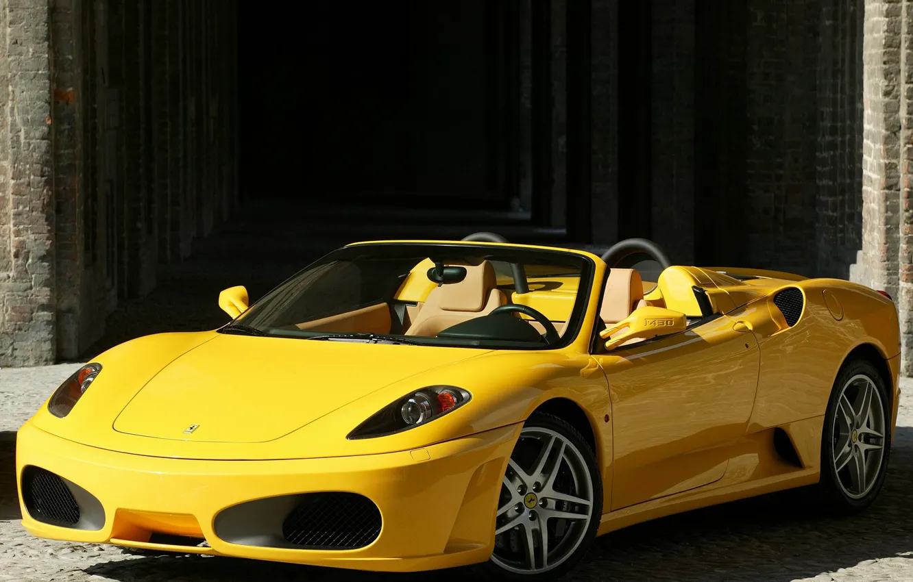 Photo wallpaper F430, Ferrari, supercar, yellow, Spider
