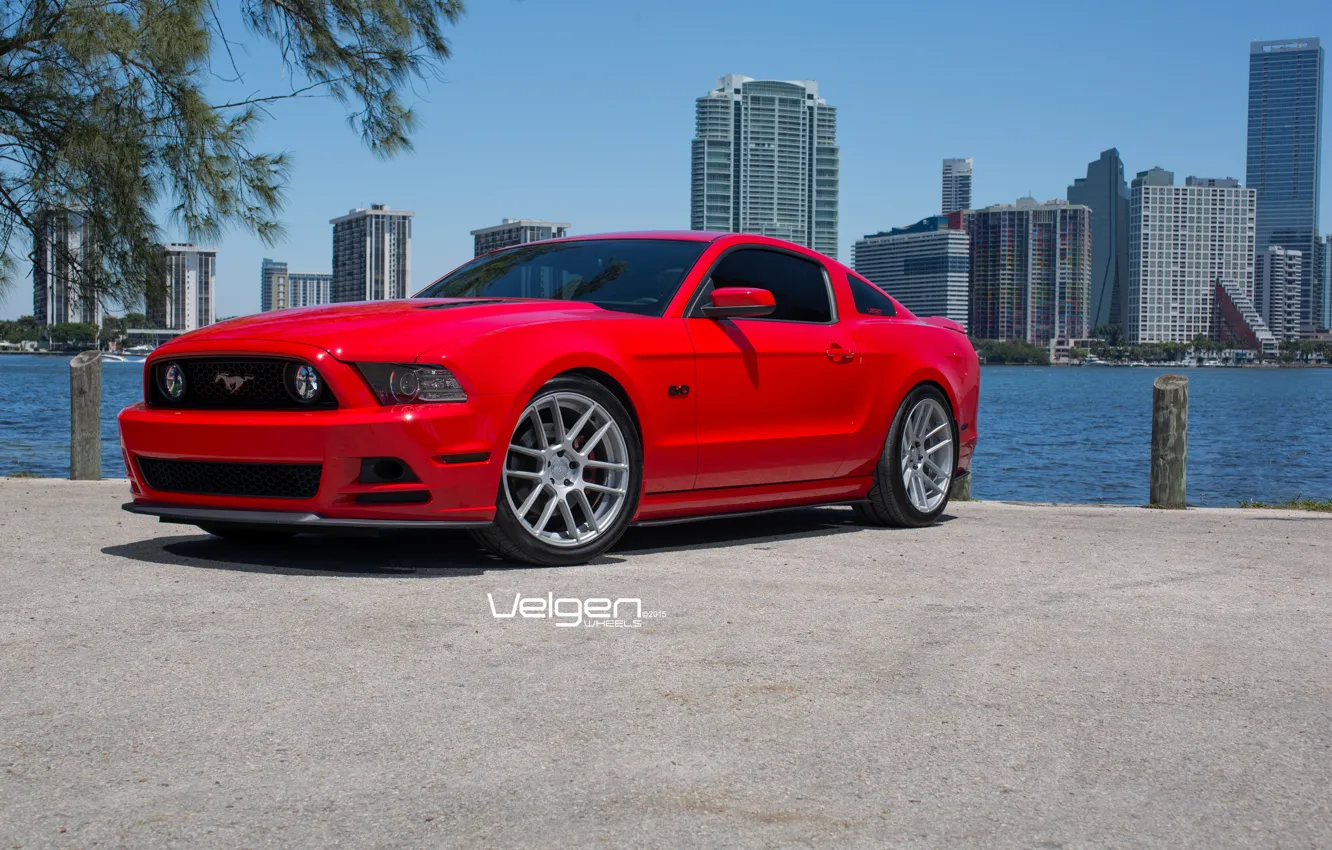 Photo wallpaper Mustang, Ford, Matte, Silver, Wheels, Velgen, VMB6