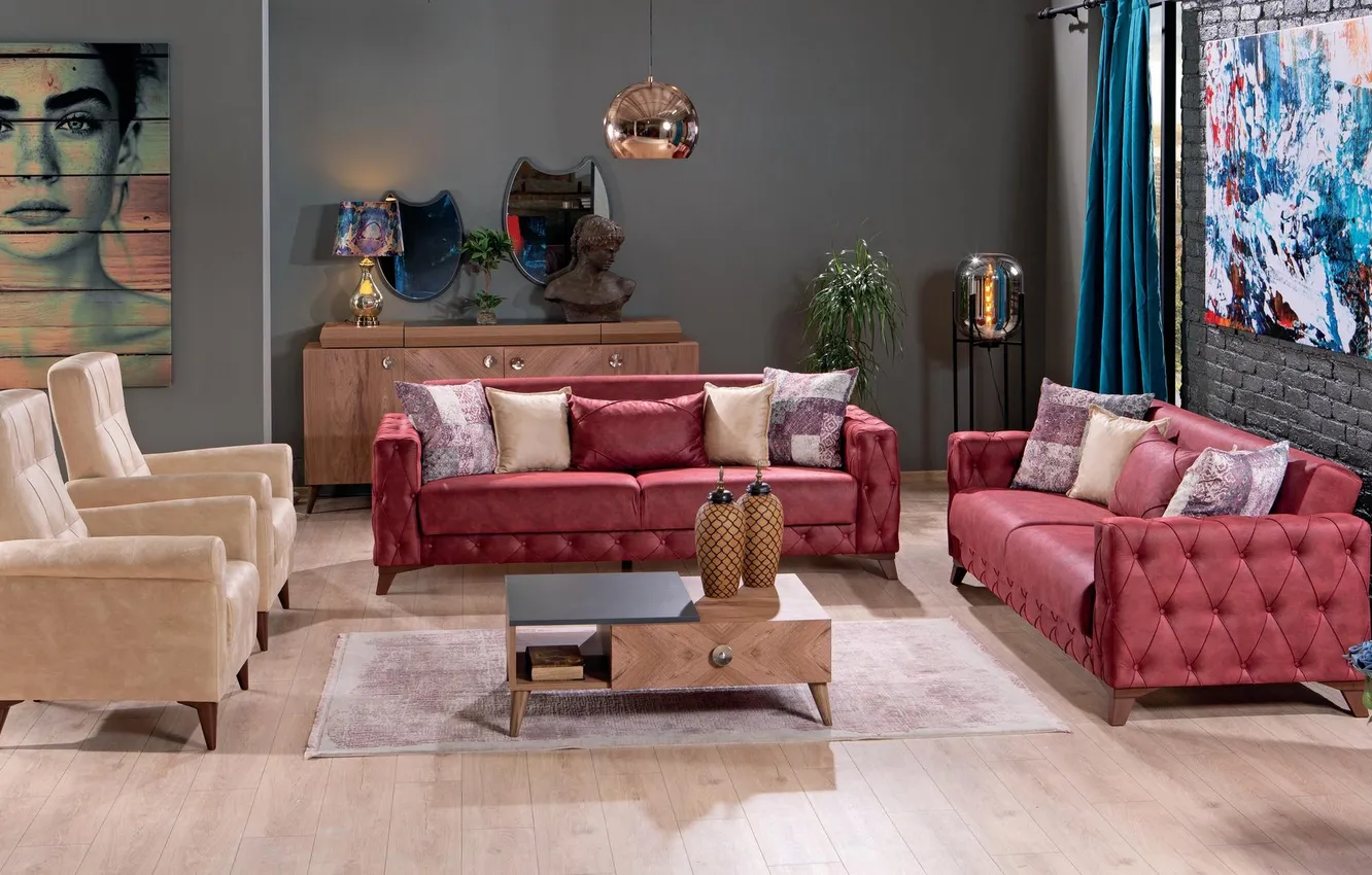 Photo wallpaper design, style, room, plant, interior, picture, the scenery, living room