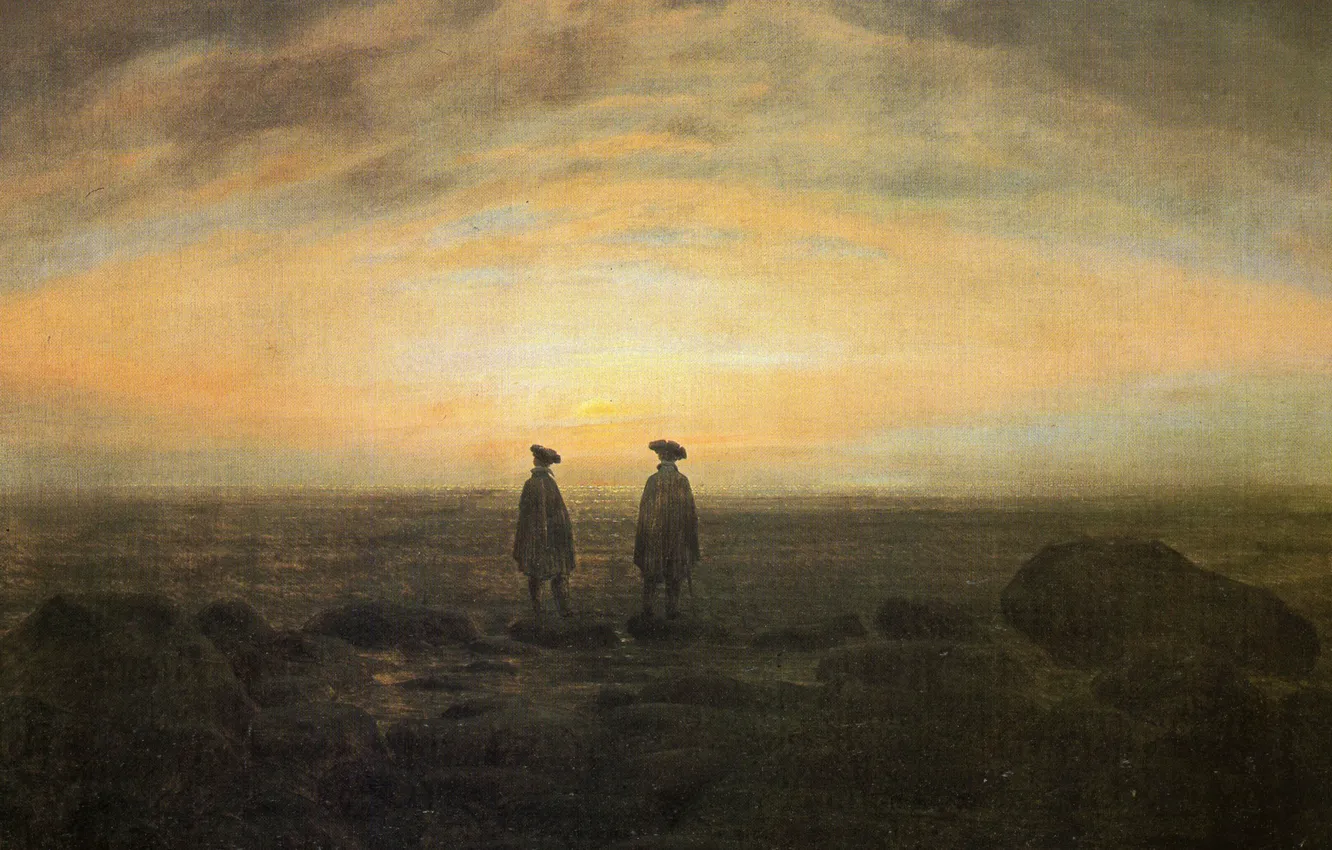 Photo wallpaper picture, genre, Caspar David Friedrich, Two Men on the seafront