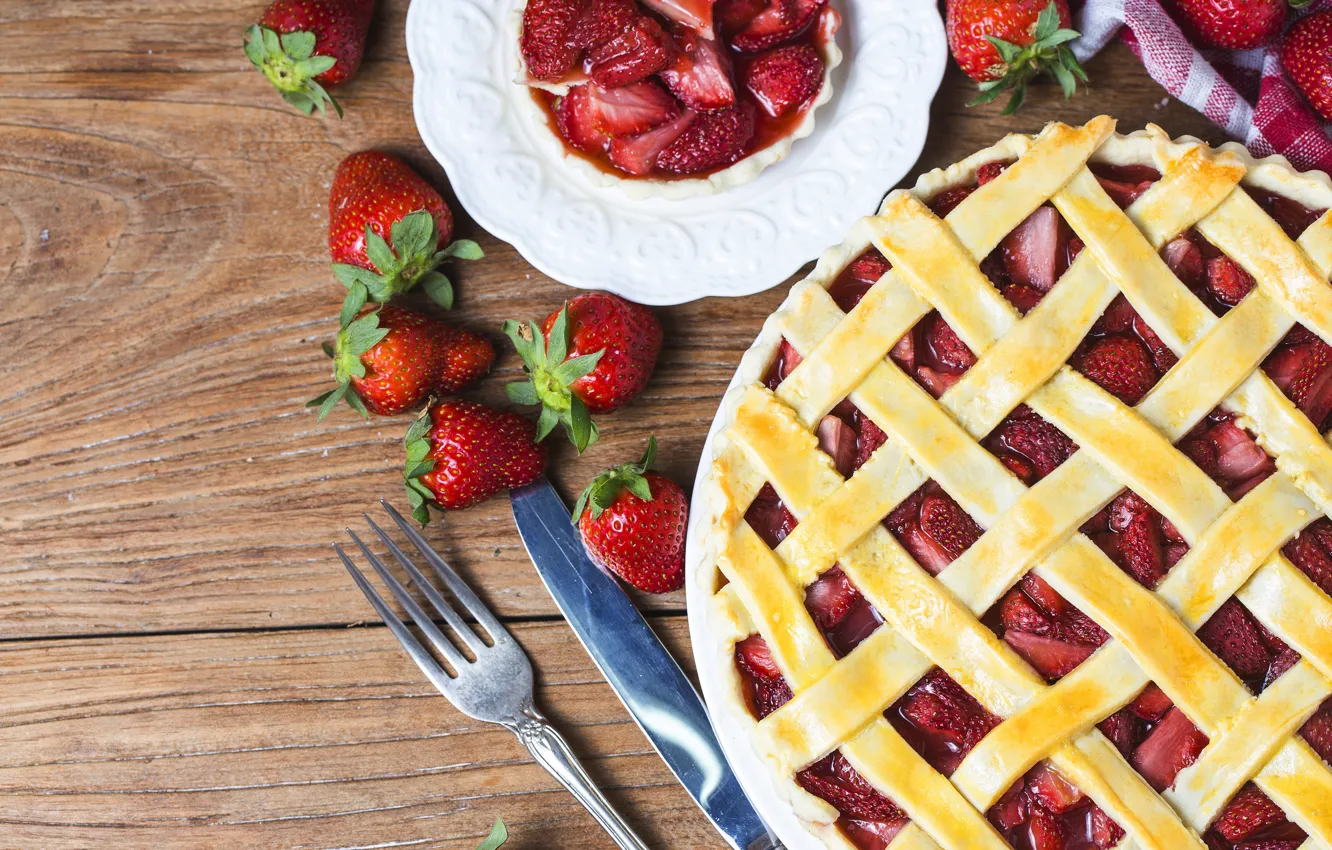 Photo wallpaper berries, strawberry, pie, fresh, cake, sweet, strawberry, berries