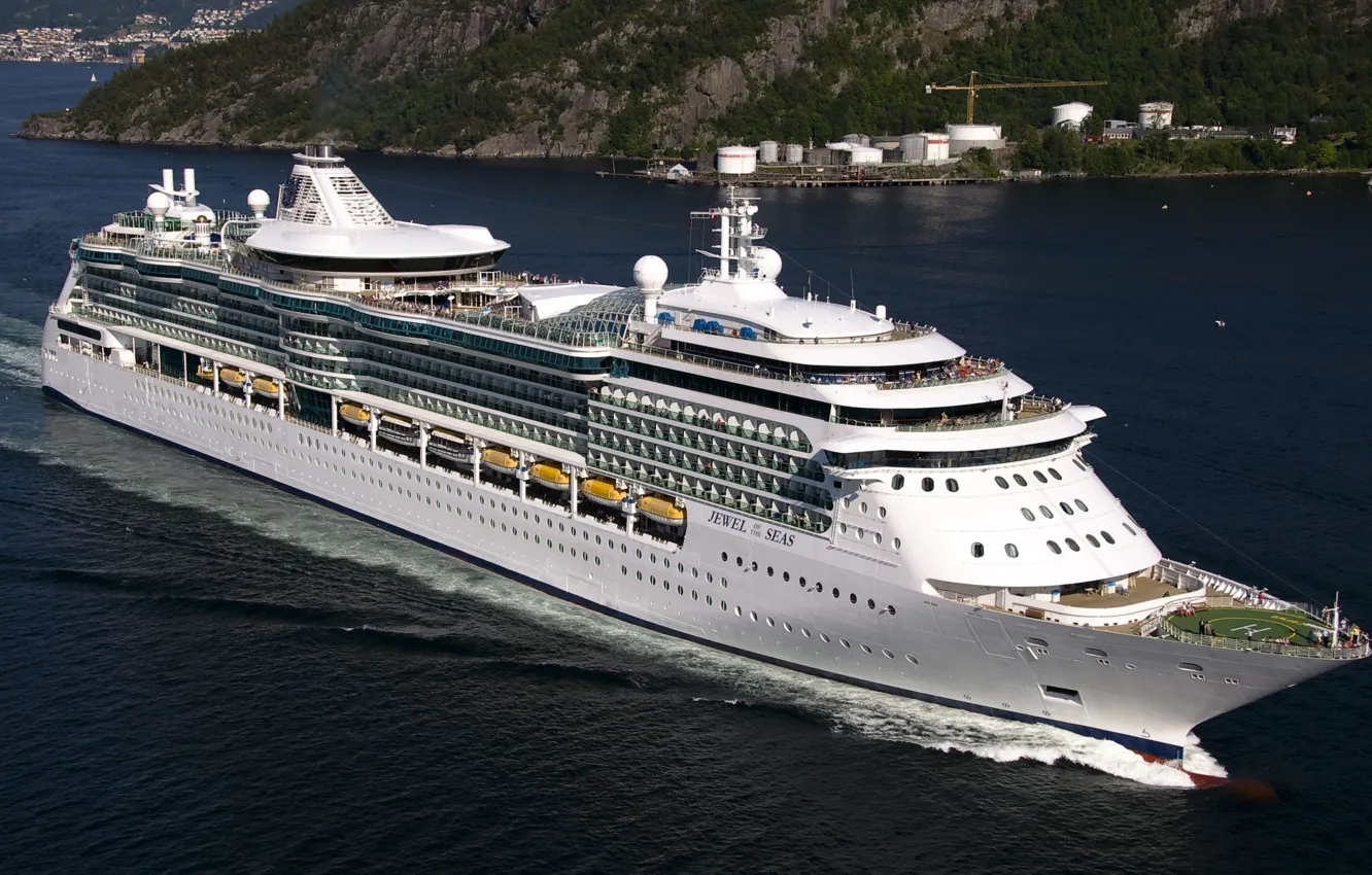 Photo wallpaper the ocean, rocks, ship, liner, pearl of the sea