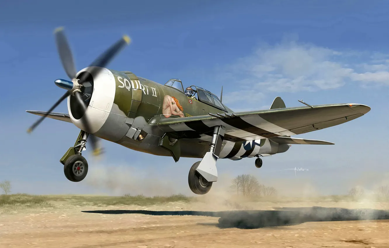 Photo wallpaper USA, USAF, fighter-bomber, P-47 Thunderbolt, combat aircraft, P-47D, 405 fighter group