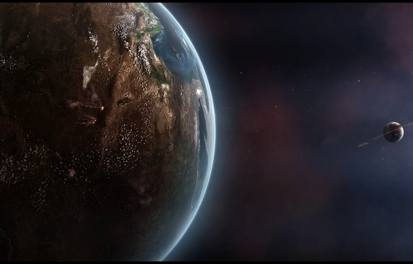 Photo wallpaper stars, planet, shadows, sci fi