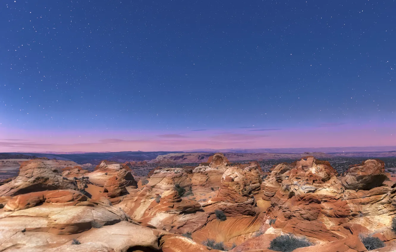 Photo wallpaper stars, night, rocks, AZ, USA, national Park