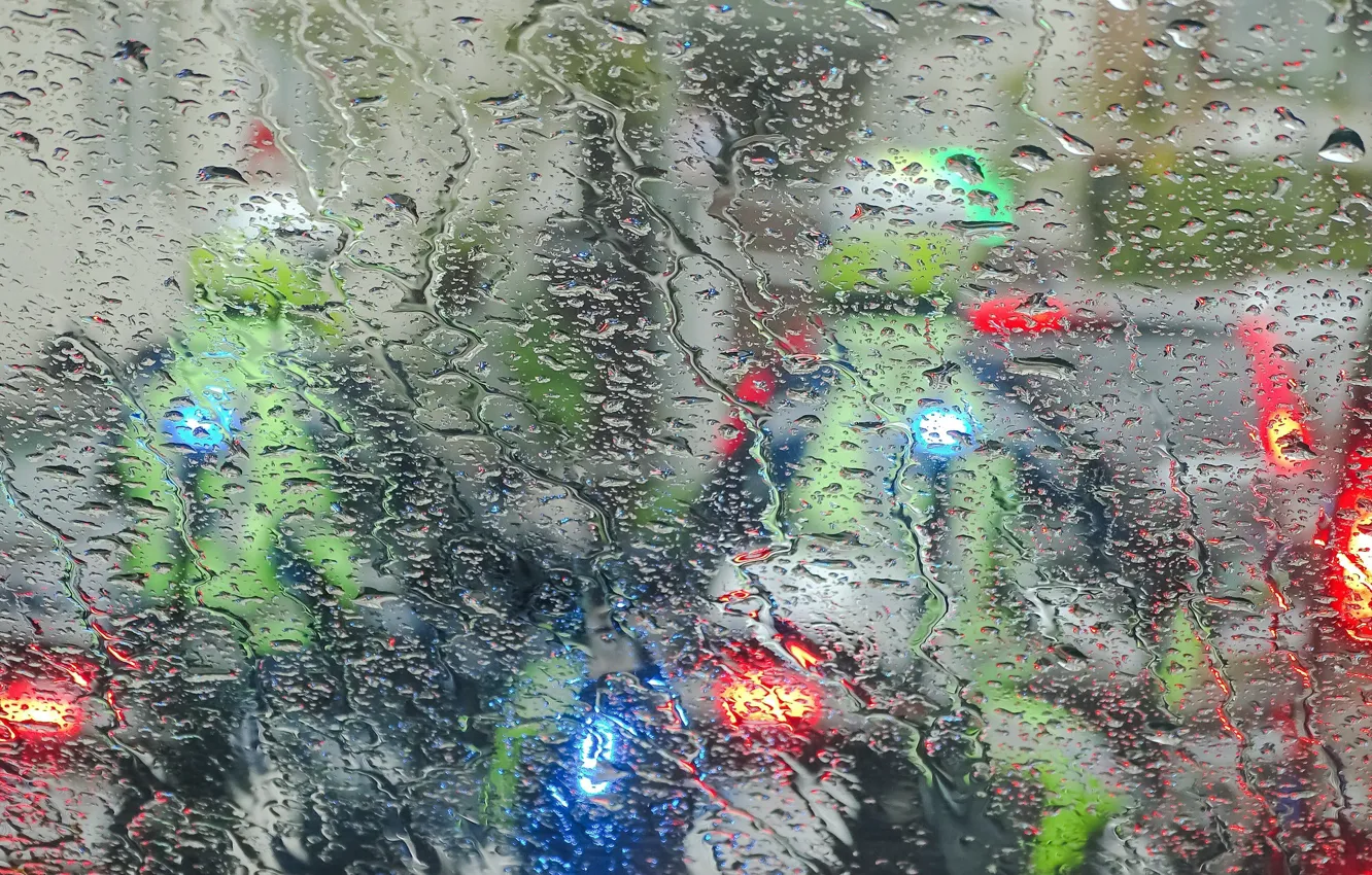 Photo wallpaper glass, water, drops