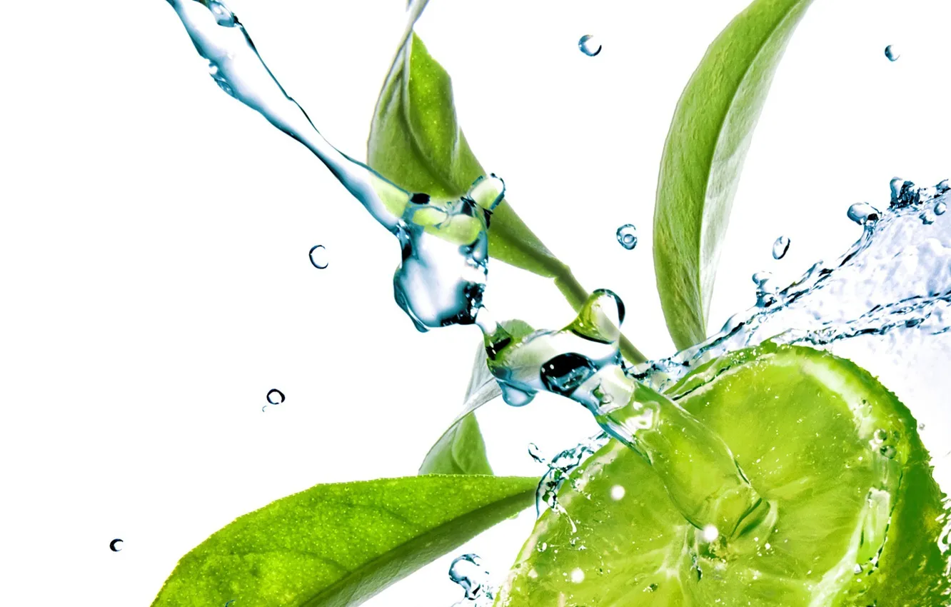 Photo wallpaper citrus, water, lime, squirt