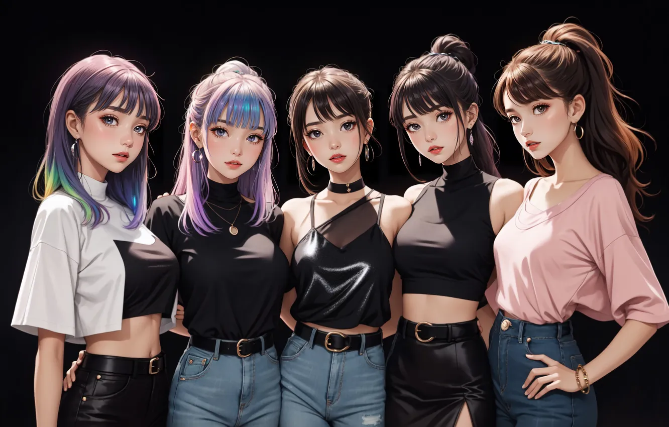 Photo wallpaper girl, style, group