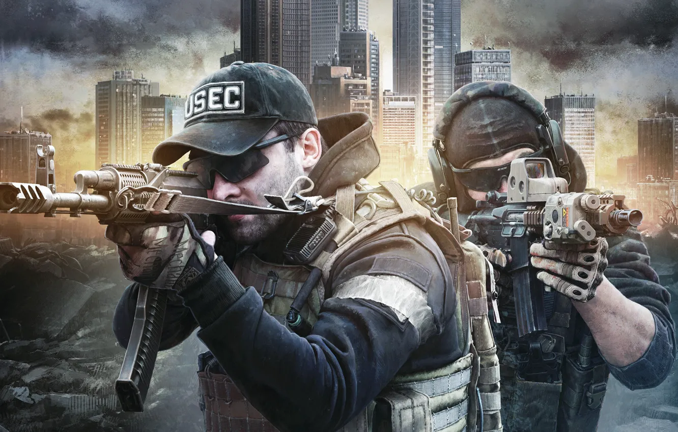 Photo wallpaper mercenary, USEC, M4, Escape from Tarkov, AK