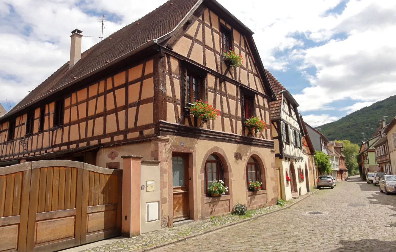 Photo wallpaper the city, street, France, France, Alsace, Kayserberg
