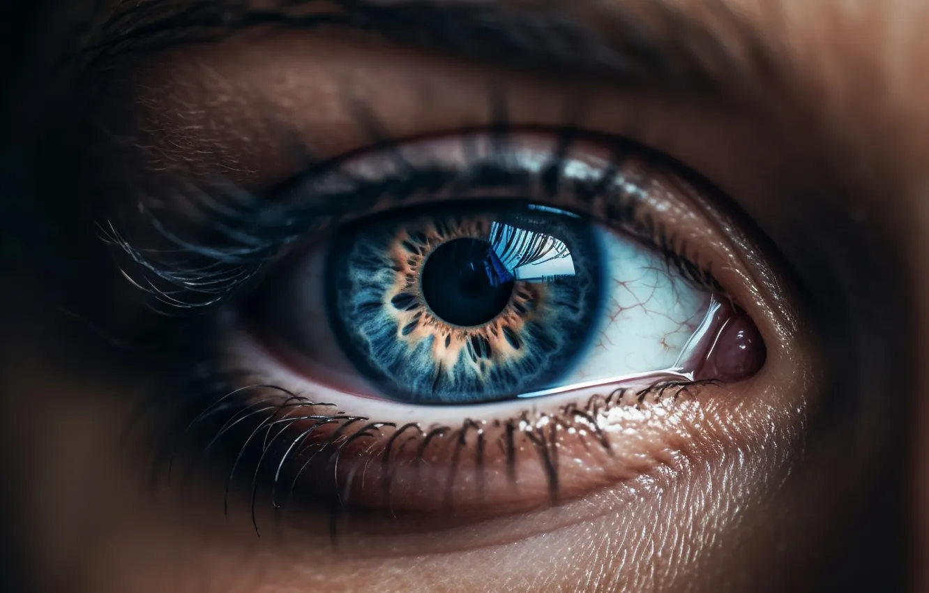 Photo wallpaper eyes, look, eyelashes, the pupil, eyebrows, closeup, digital art, iris