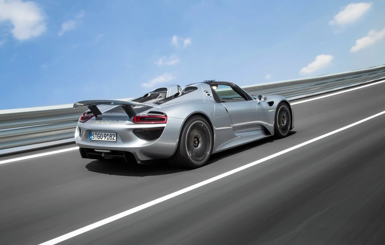 Photo wallpaper Porsche, speed, Porsche 918 Spyder, hypercar, rear wing