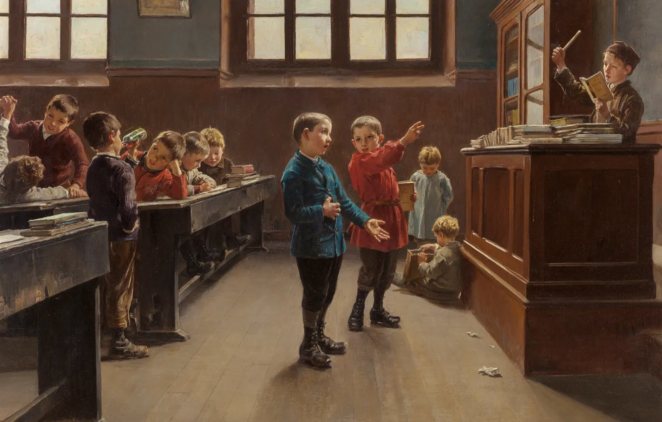 Photo wallpaper French painter, French painter, oil on canvas, Charles Bertrand Centrage, Concert in the Classroom, The …