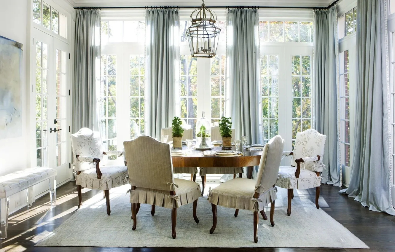 Photo wallpaper design, style, interior, bright room, dining room