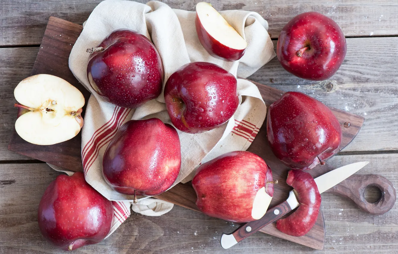 Photo wallpaper apples, fruit, slices of apples