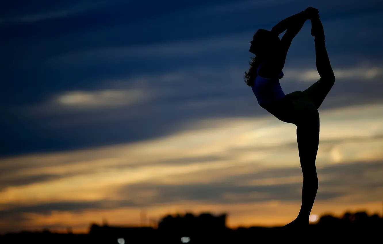 Photo wallpaper girl, pose, background, silhouette, stretching
