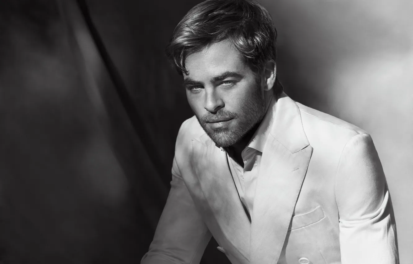 Photo wallpaper background, portrait, costume, actor, black and white, jacket, in white, photoshoot