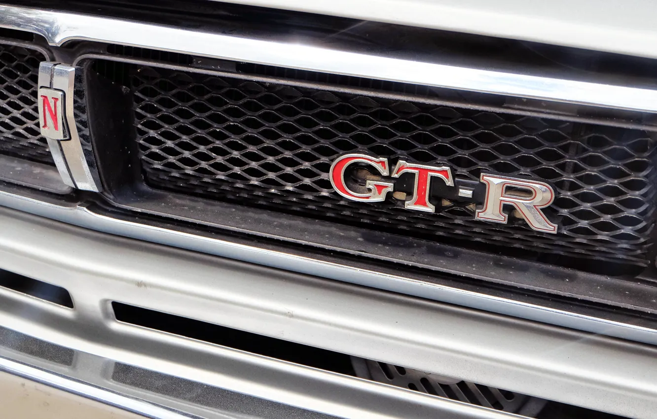 Photo wallpaper machine, logo, grille, logo, Nissan, car, 2000, skyline