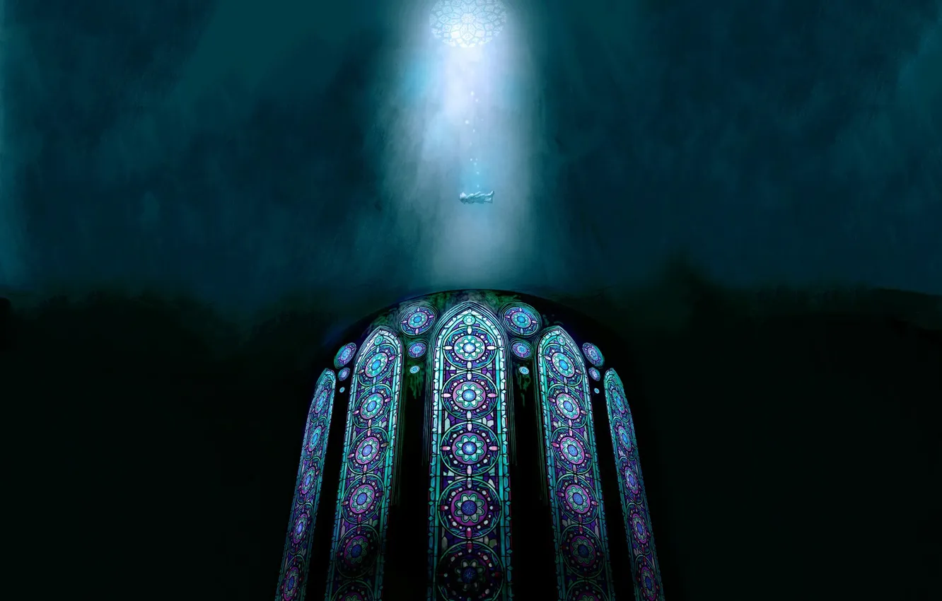 Photo wallpaper colors, windows, Mystery, human figure