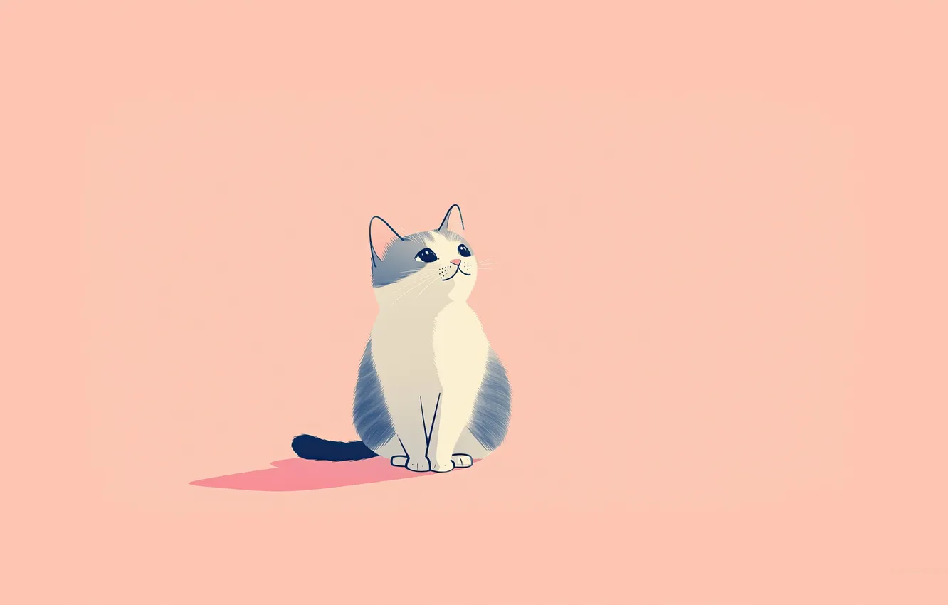 Photo wallpaper kitten, cat, drawing