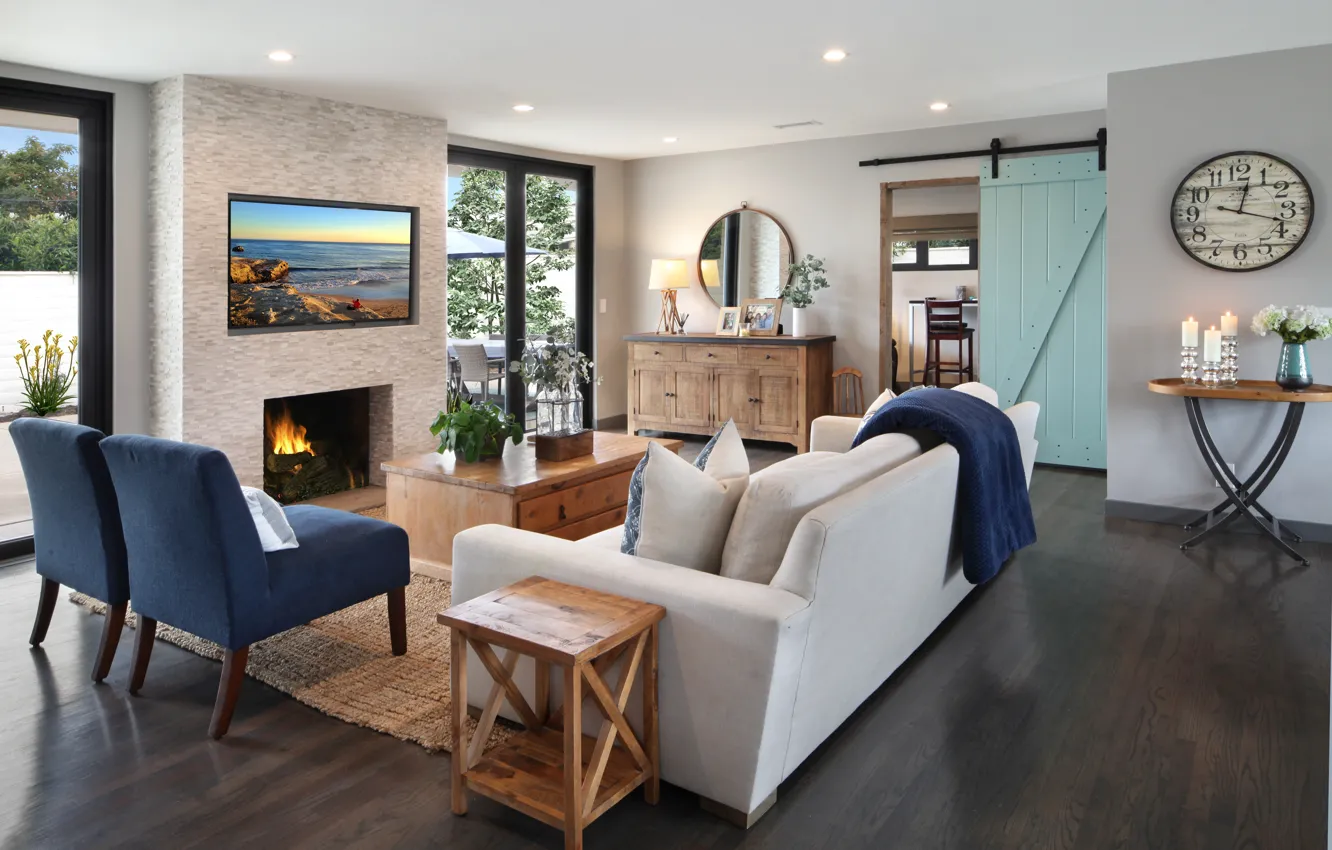 Photo wallpaper photo, sofa, chair, living room