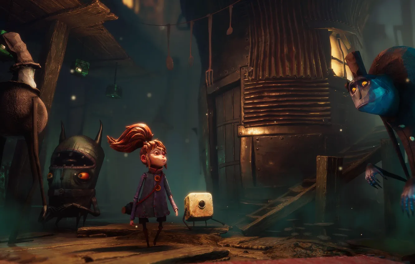 Photo wallpaper night, monster, girl, dice, Lost in Random