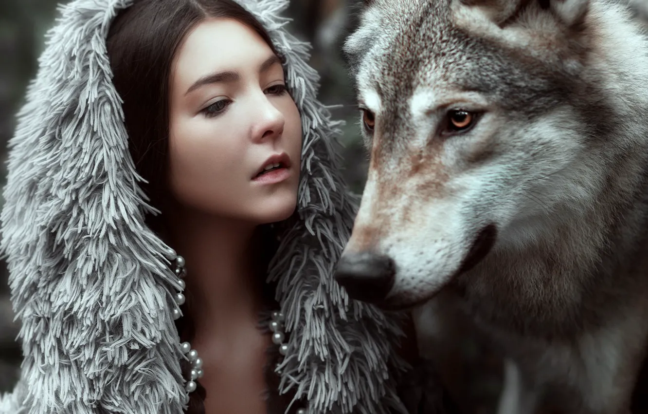 Photo wallpaper face, girl, face, mood, wolf, the situation, Maria Lipina