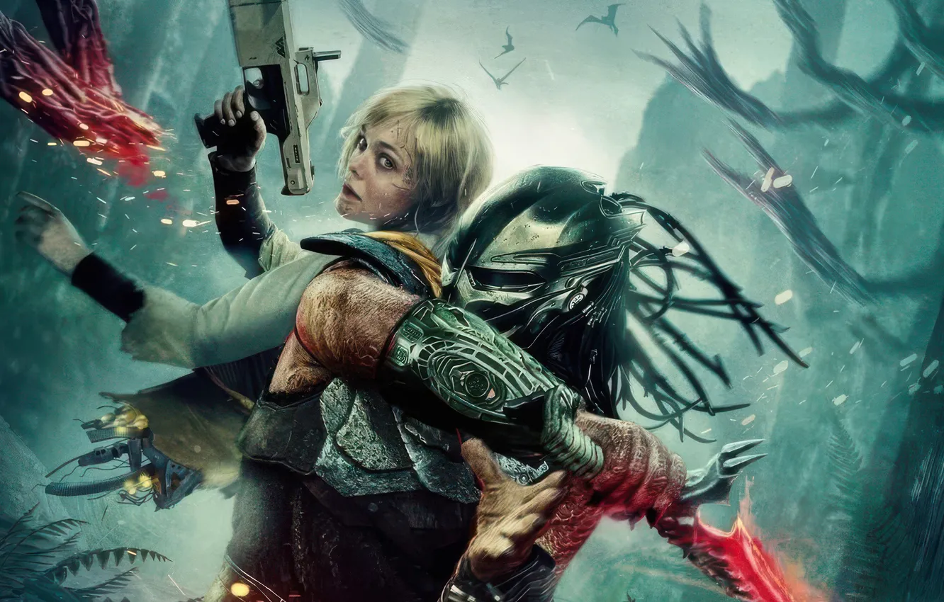 Photo wallpaper predator, cyborg, action, Predator: Badlands, Predator of the Wasteland