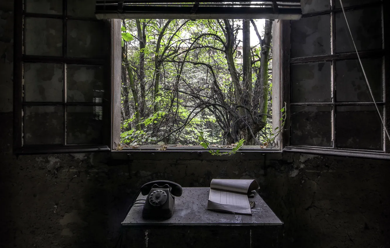 Photo wallpaper table, window, phone