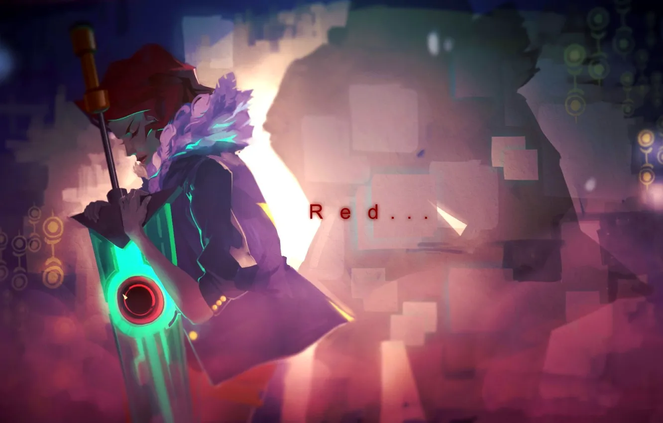 Photo wallpaper girl, sword, art, red, Transistor