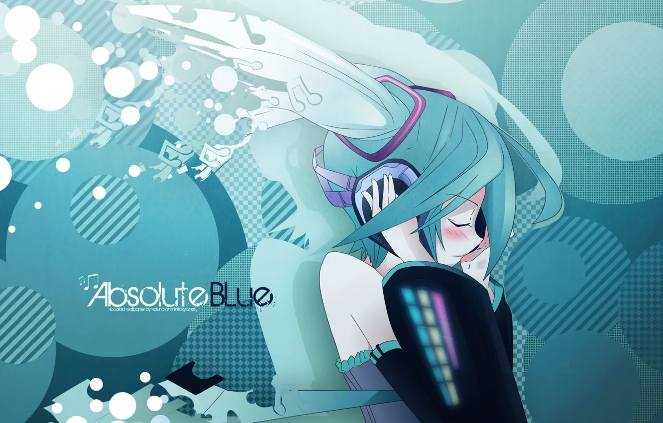 Photo wallpaper girl, headphones, vocaloid, Vocaloid, miku