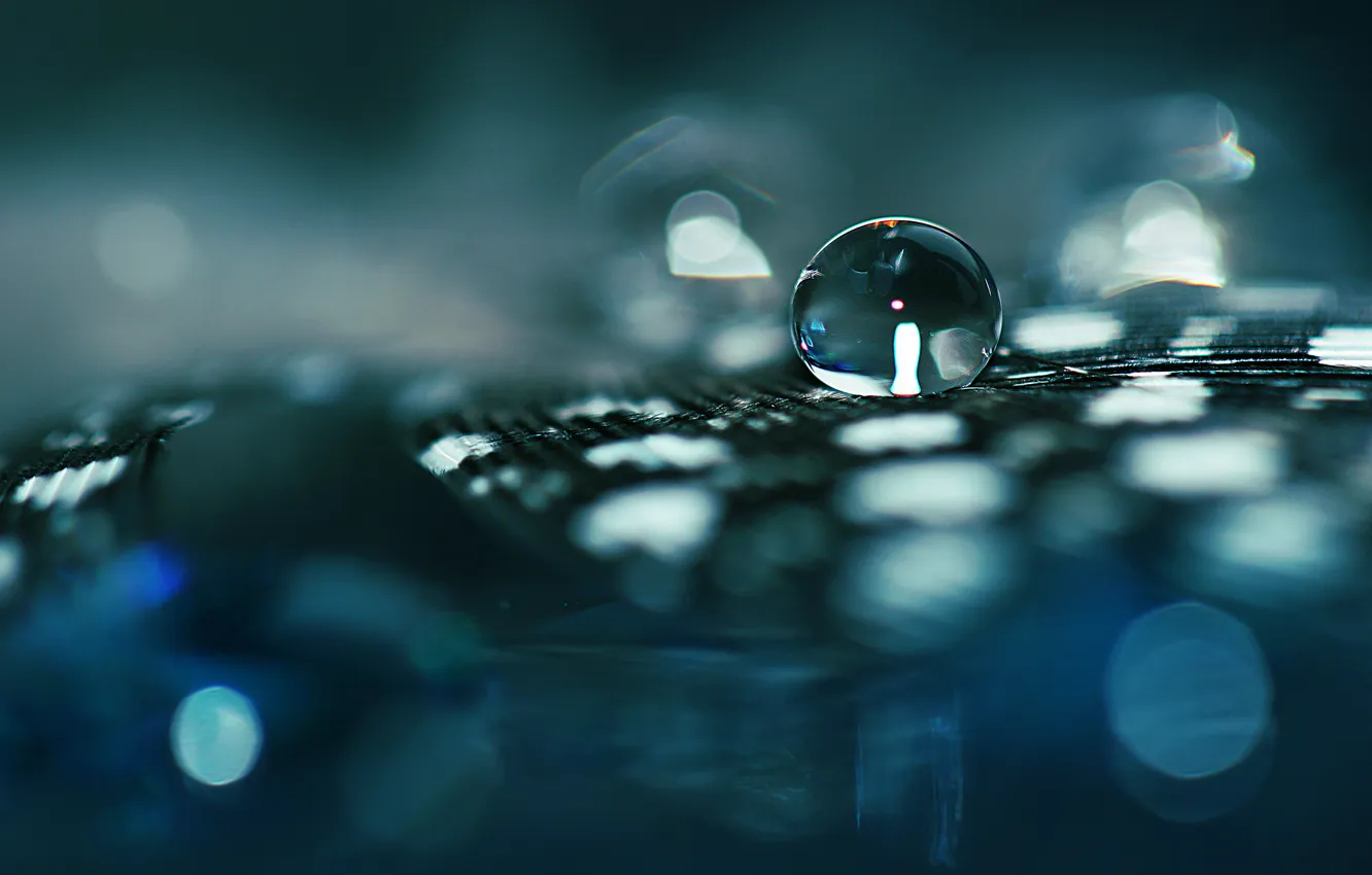 Photo wallpaper drops, macro, bokeh