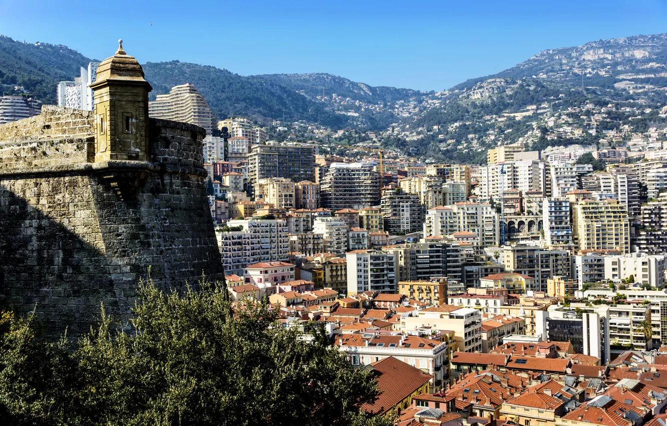 Photo wallpaper landscape, mountains, home, Monaco, Moneghetti