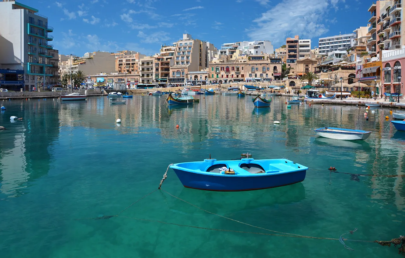 Photo wallpaper sea, the sky, boat, home, harbour