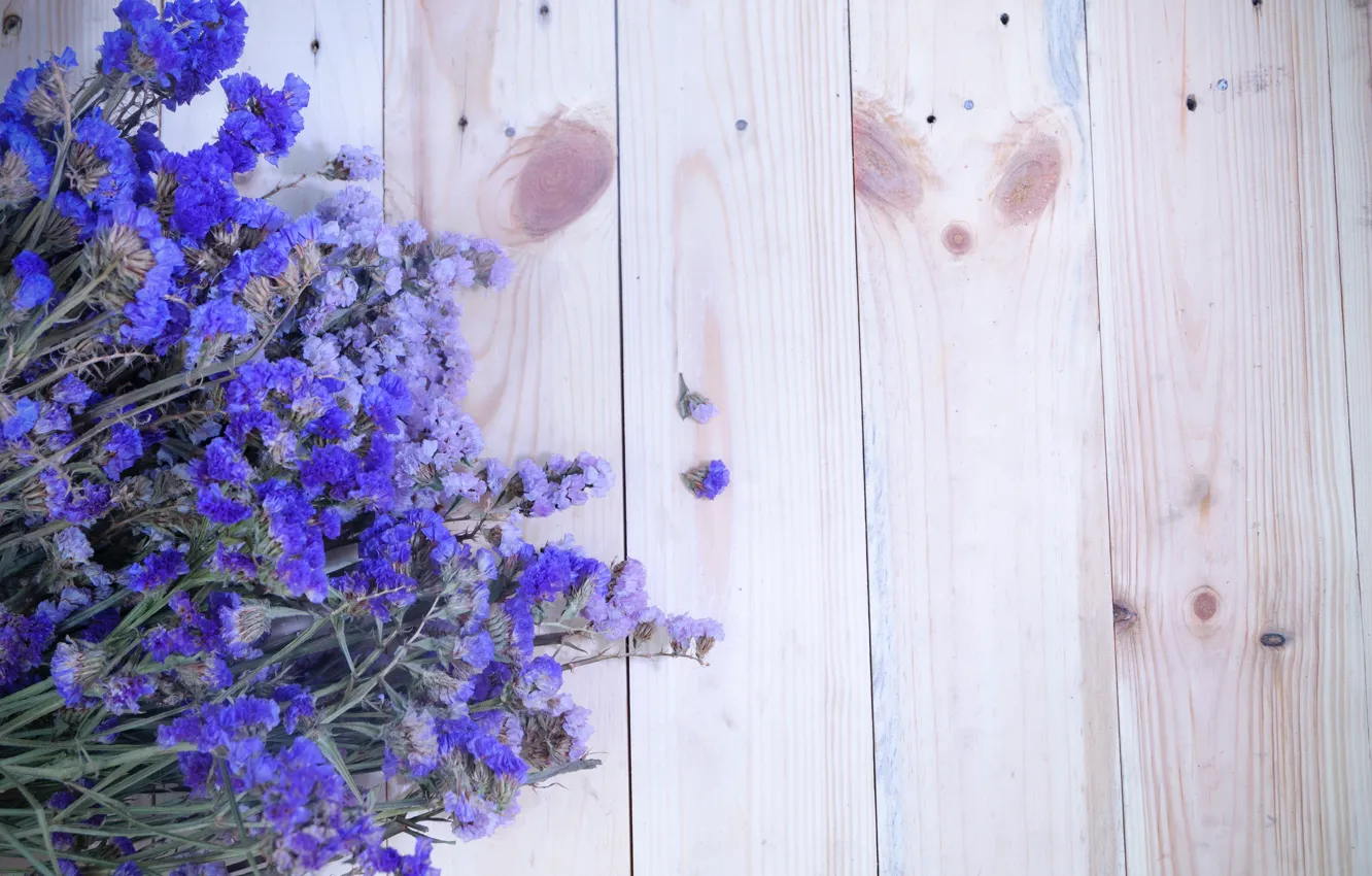 Photo wallpaper bouquet, wood, flowers, lavender
