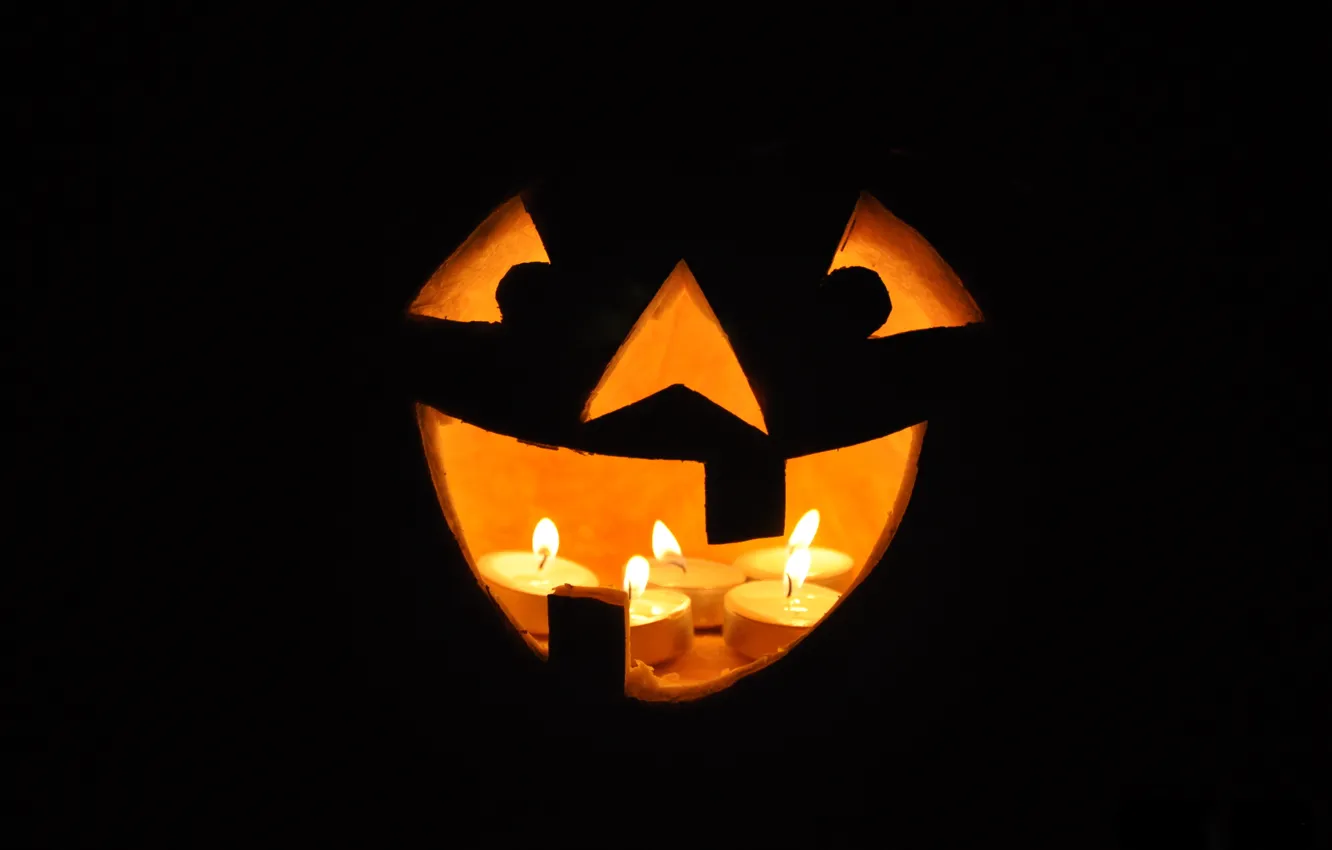 Photo wallpaper smile, candles, Halloween, pumpkin
