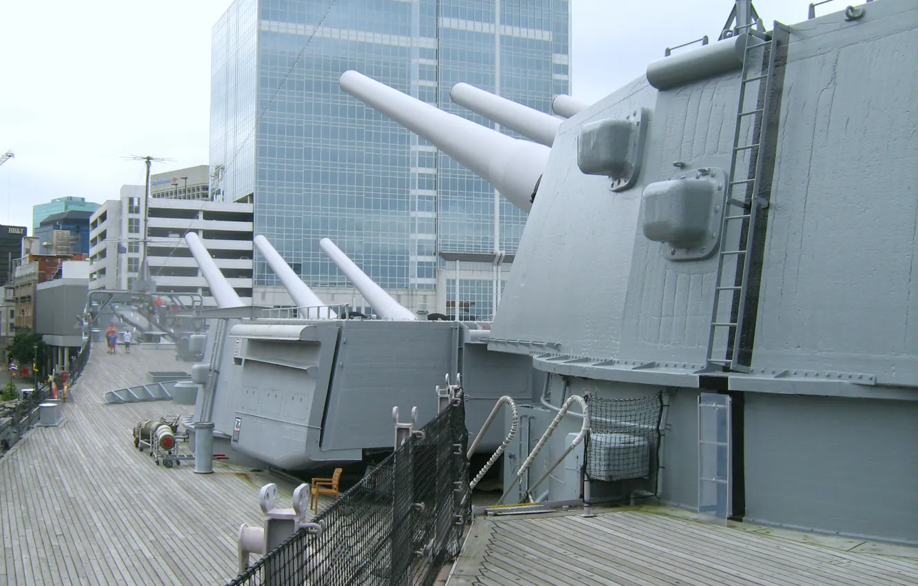 Photo wallpaper battleship, USS Wisconsin, museum ship, BB-64