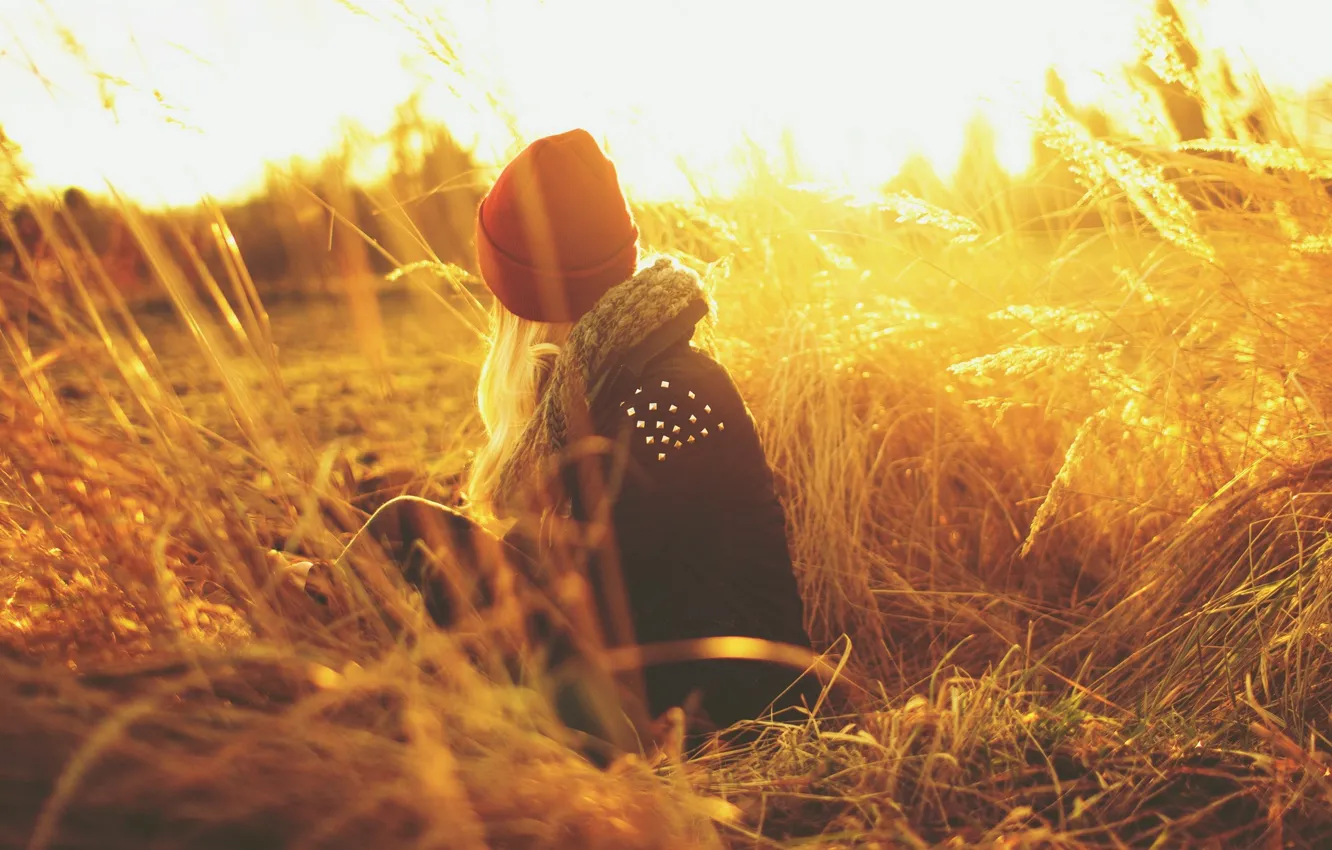 Photo wallpaper girl, the sun, nature, background, Wallpaper, mood, hat, plants