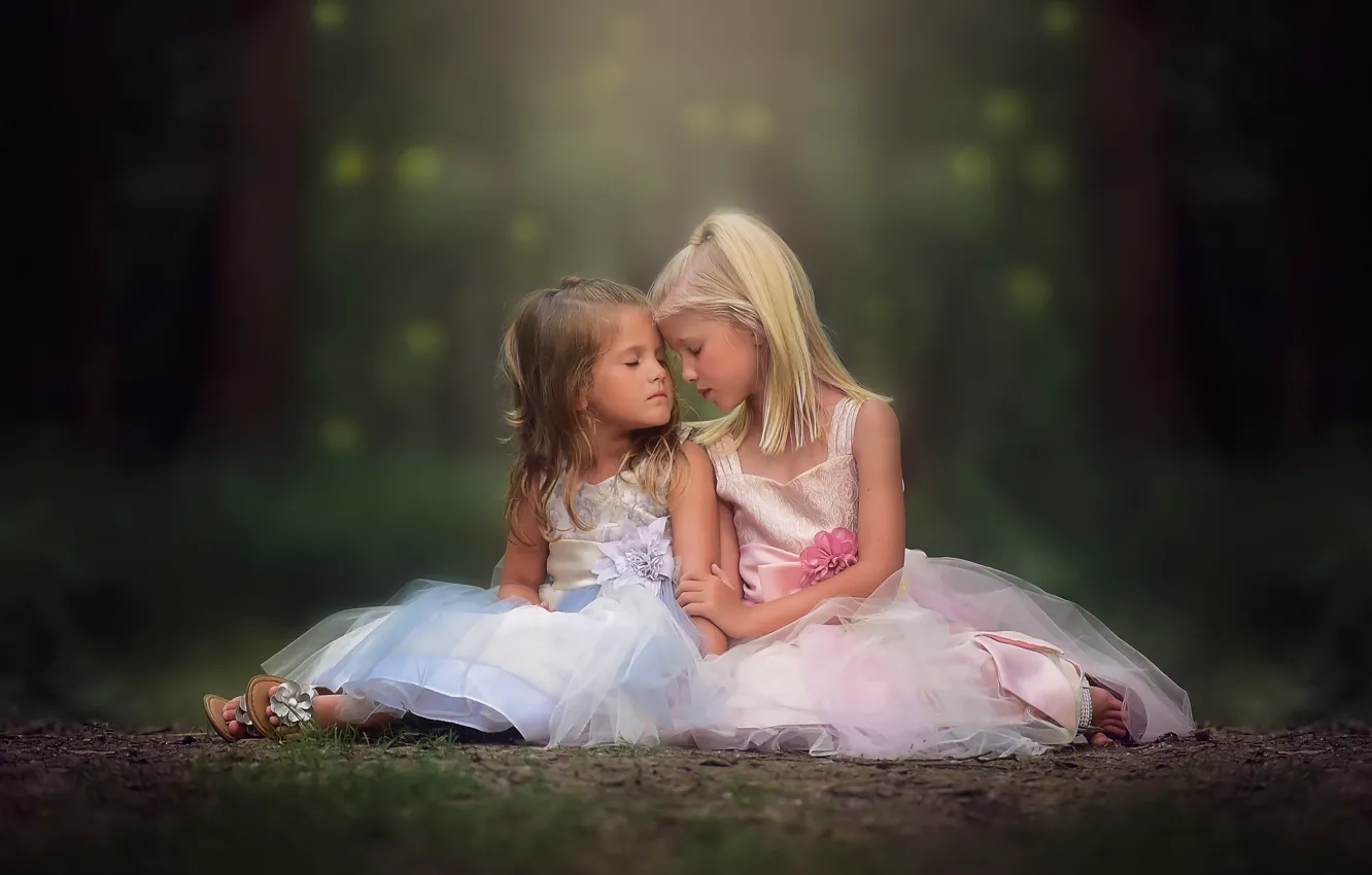 Photo wallpaper children, girls, dresses, danielle balance, So tender the connection between sisters