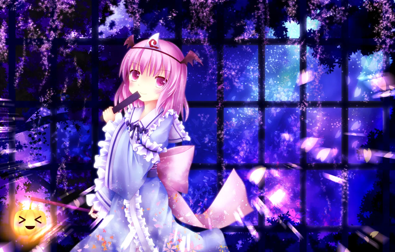 Photo wallpaper girl, joy, mood, holiday, Halloween, touhou, art, Saigyouji Yuyuko