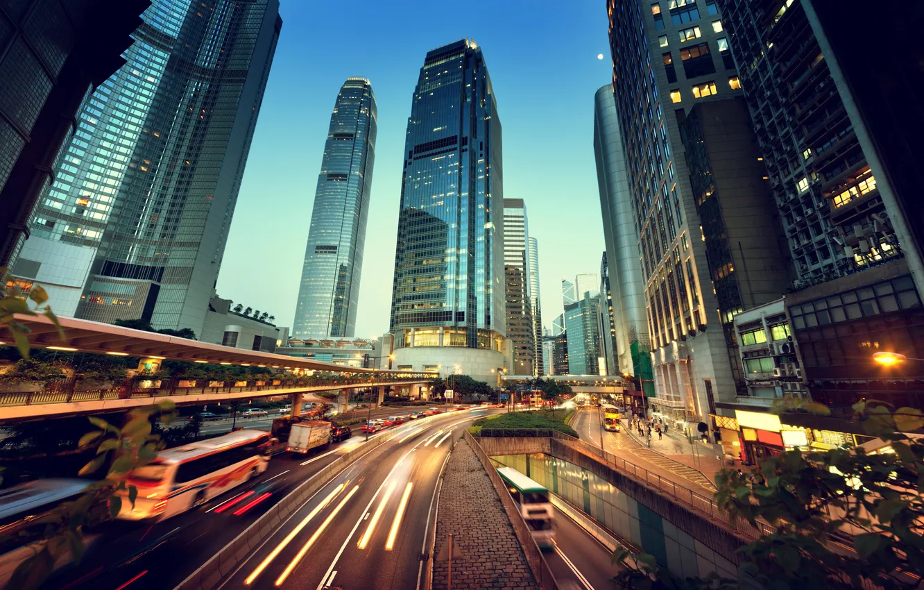 Photo wallpaper night, city, the city, lights, lights, movement, China, building