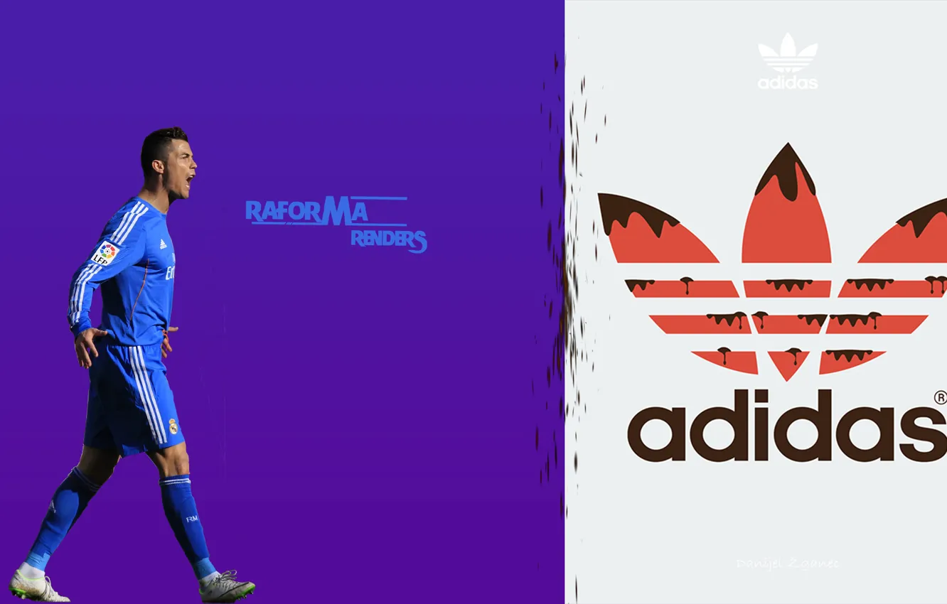 Photo wallpaper blue, football, Desk, Adidas, Ronaldo, Krish