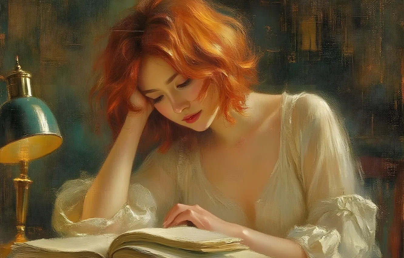 Photo wallpaper neural network, imitation painting, girl, AI art