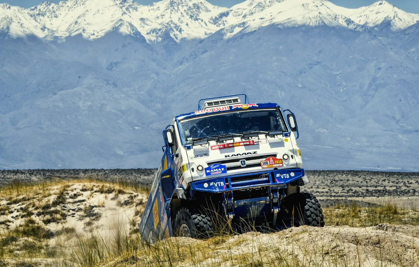 Photo wallpaper mountains, race, sport, Truck, Master, Russia, 500, the front