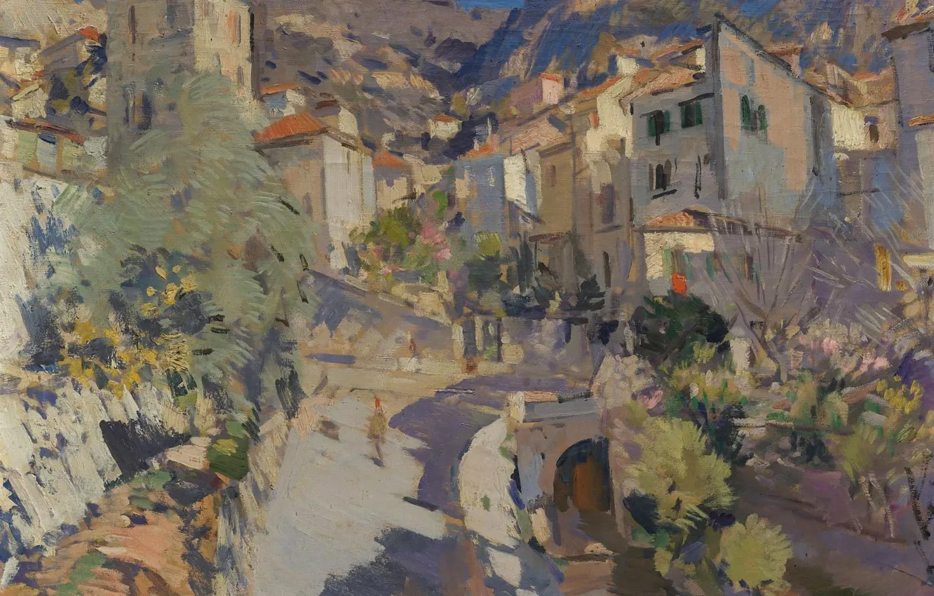 Photo wallpaper street, home, picture, impressionism, the urban landscape, Konstantin Korovin, The Surroundings Of Nice